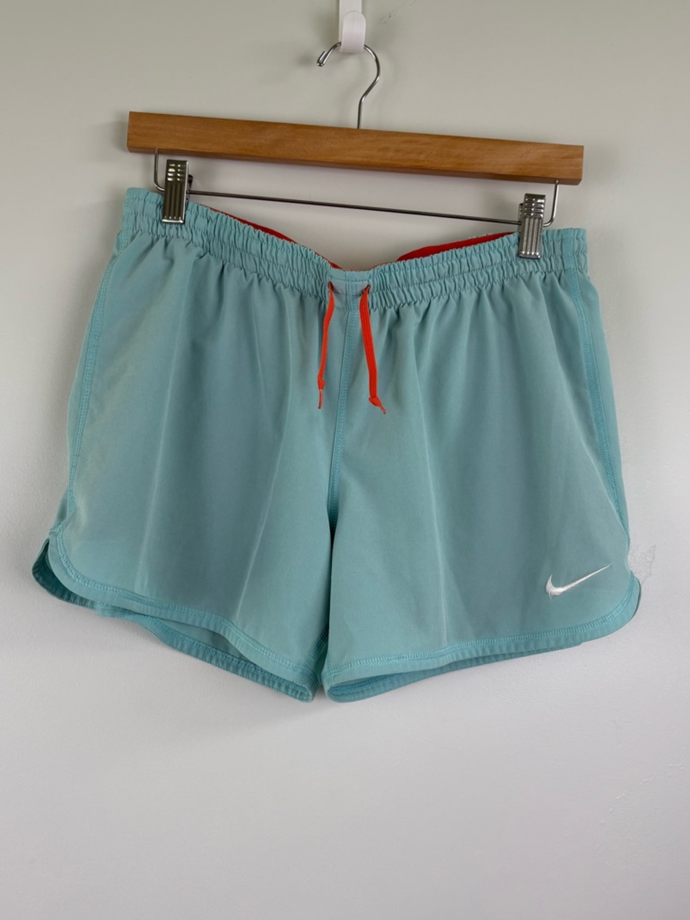 Nike Dri-Fit Phantom 2-In-1 Running Shorts Light Blue Orange Fold Over Waist MED